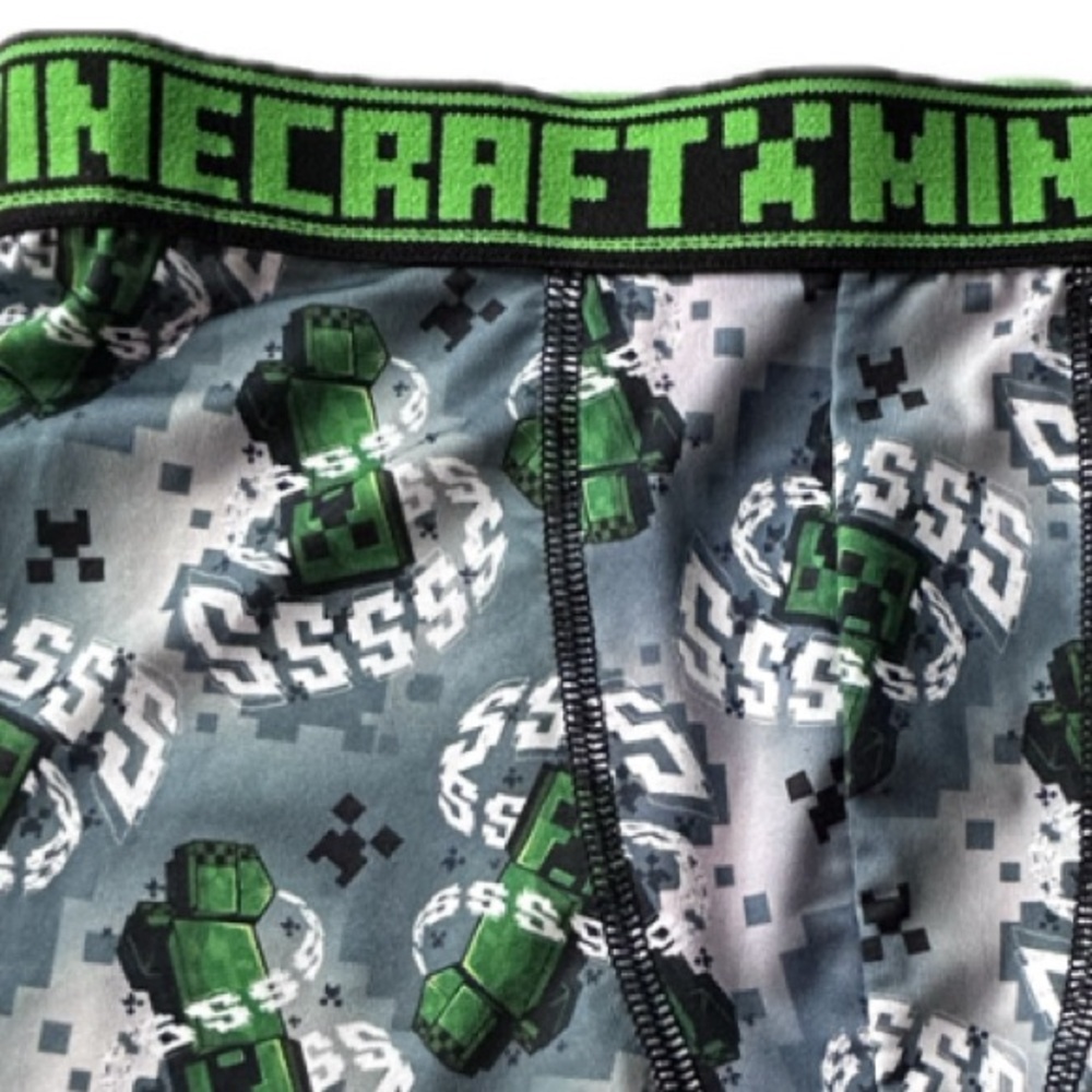 NEW! Minecraft 2 Pair Athletic Boxer Briefs Underwear Creeper & Ender Dragon 10 - Picture 13 of 15